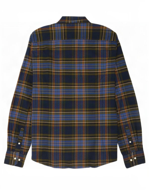 Barbour Uomo Camicia in flanella su misura in cotone a quadri blu navy medio