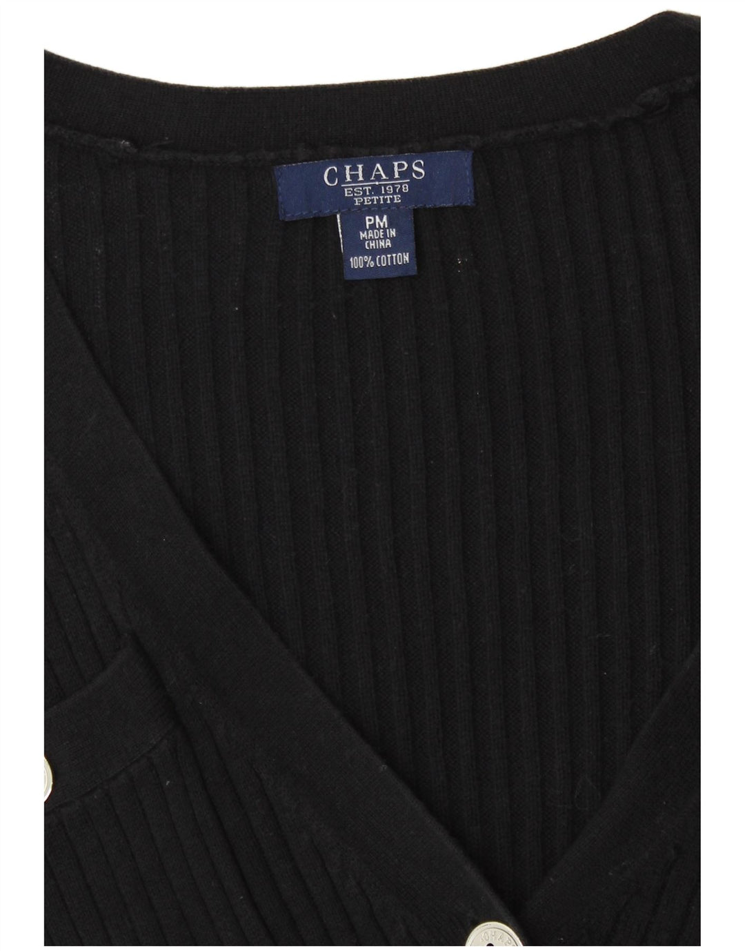 Maglione cardigan Petite da donna Chaps UK 14 Cotone nero medio