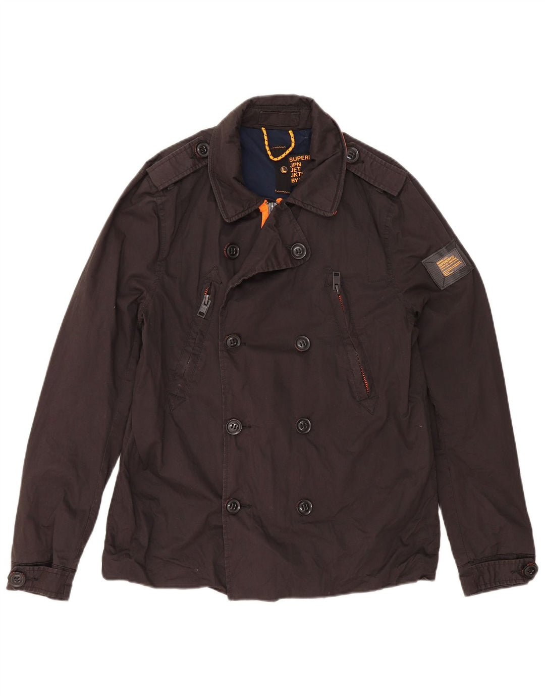 Cappotto da marinaio da donna Superdry UK 16 grande cotone nero