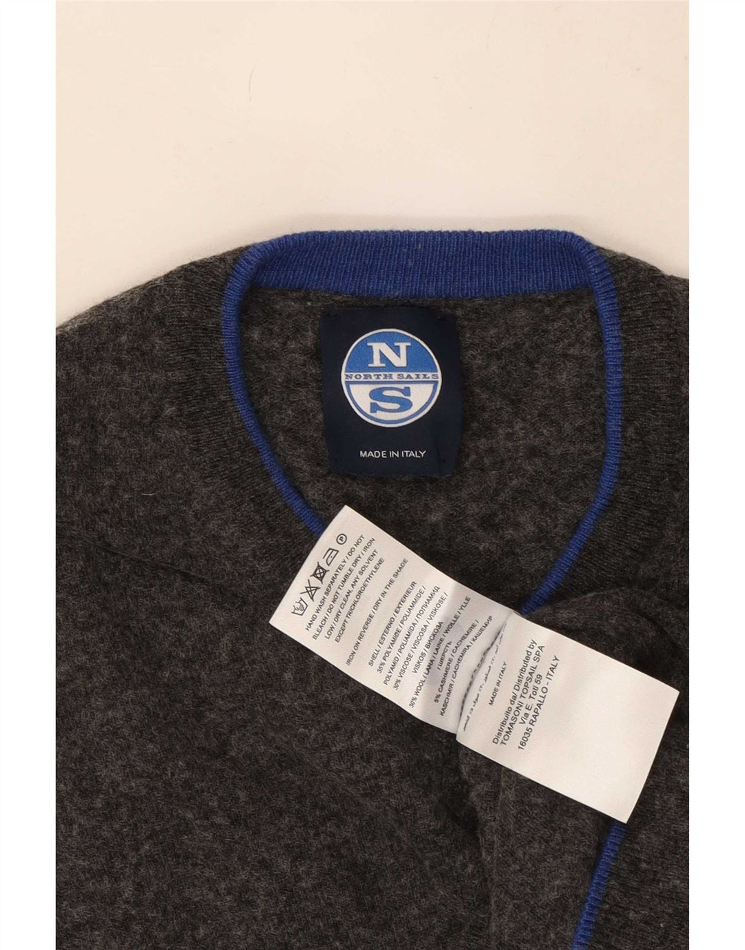 Maglione North Sails da uomo con scollo a V grigio medio in poliammide