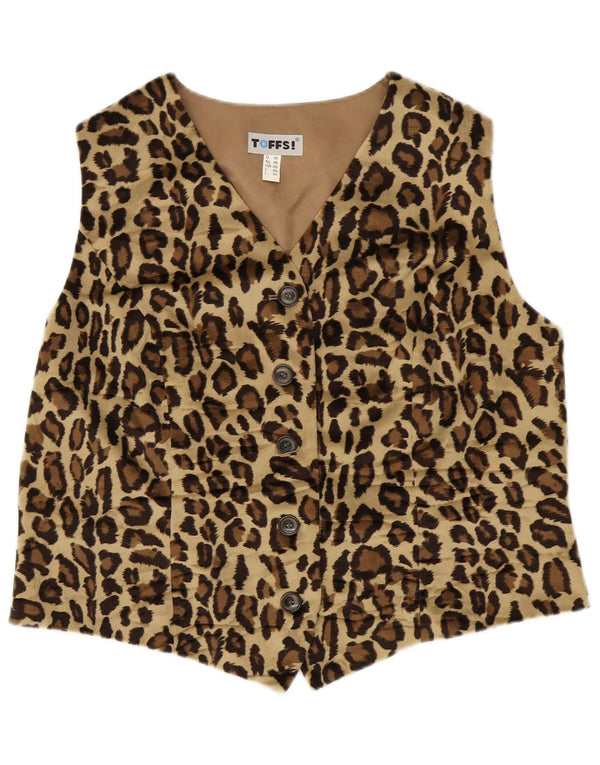 TOFF! Gilet da donna UK 20 2XL Marrone con stampa animalier