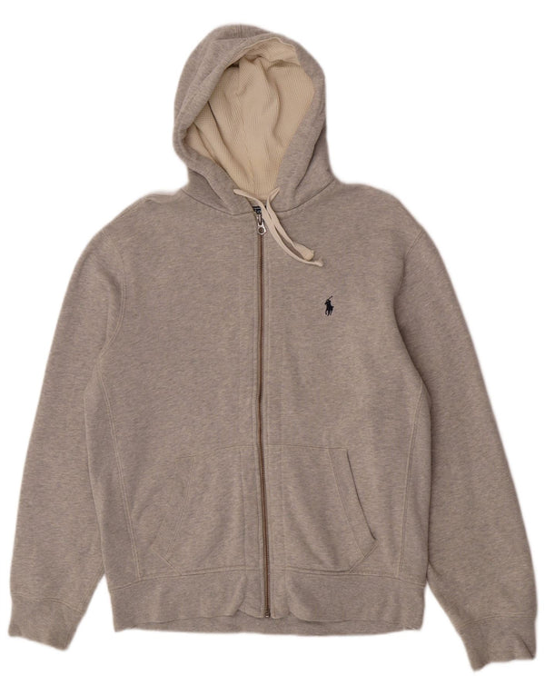 Polo Ralph Lauren Maglione con cappuccio e zip da uomo di grandi dimensioni in cotone grigio