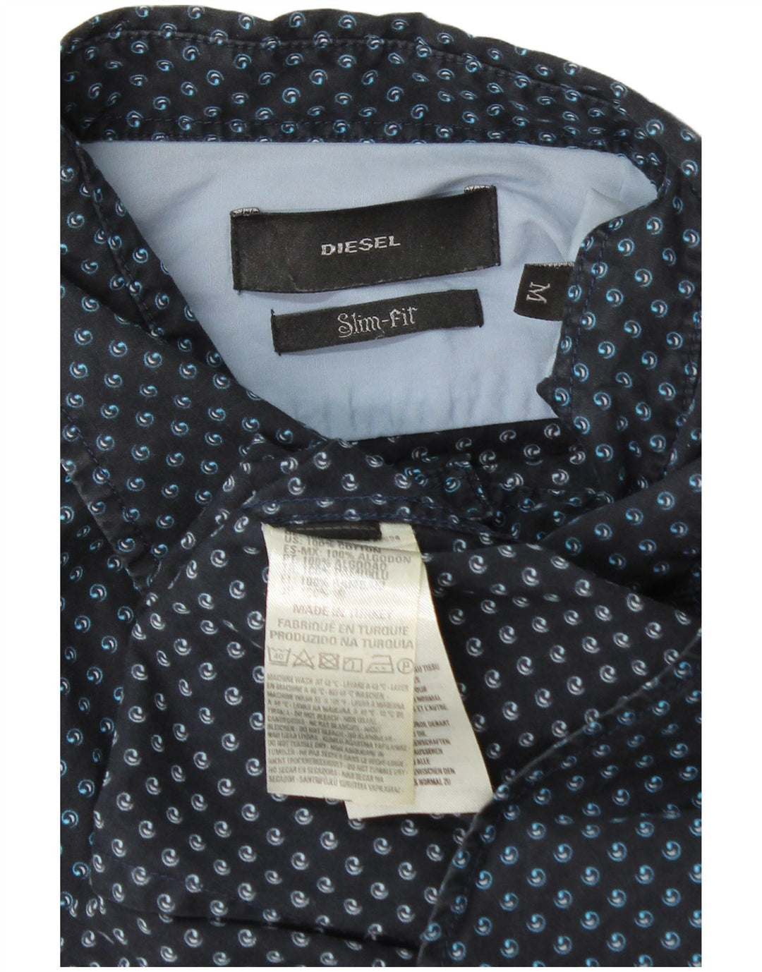 Camicia slim fit da uomo Diesel in cotone maculato medio blu navy
