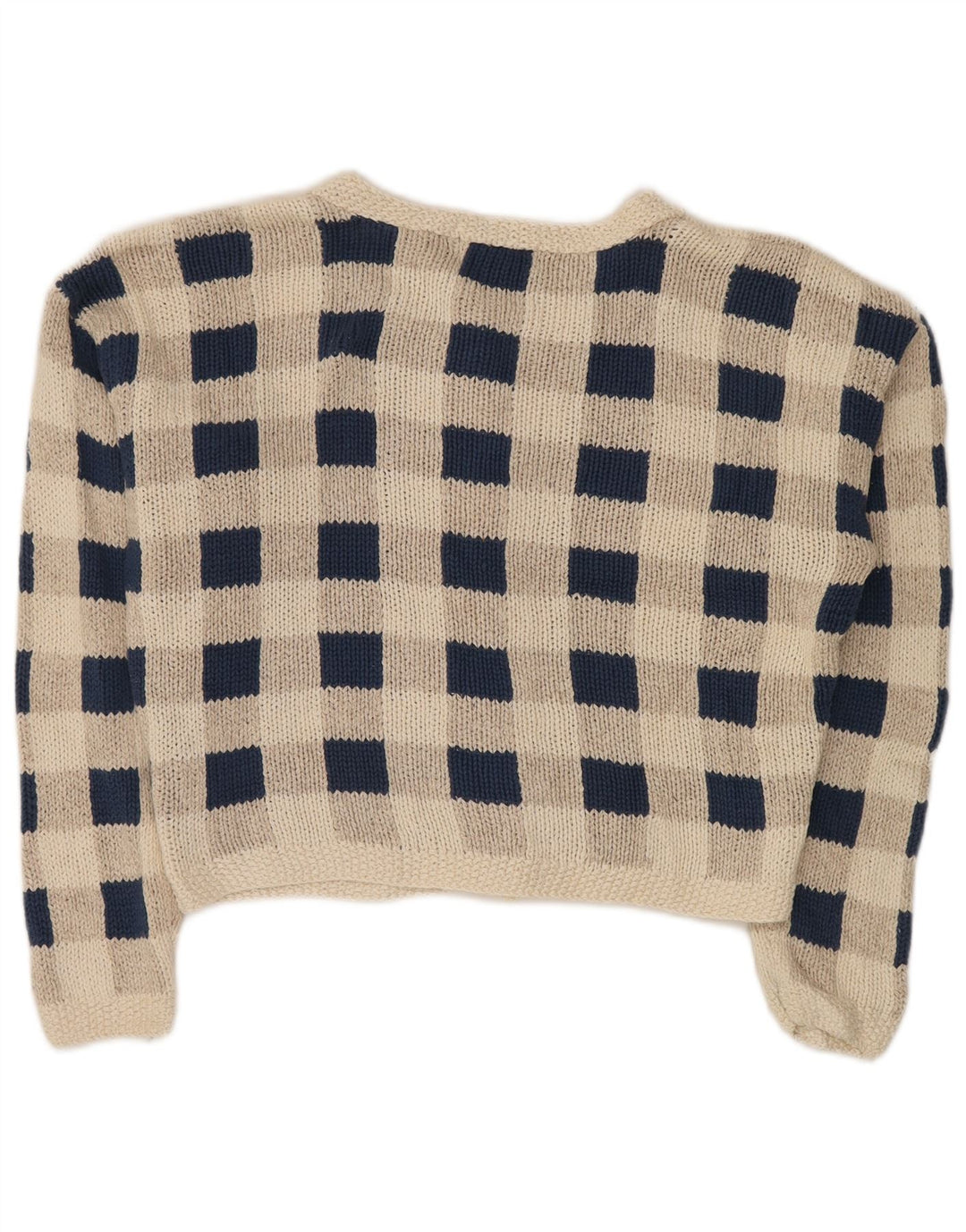 Maglione cardigan corto da donna Eddie Bauer UK 14 Seta a quadri grigio medio