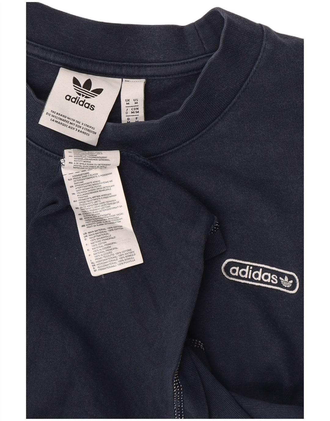 T-shirt da uomo Adidas Top media in cotone blu navy