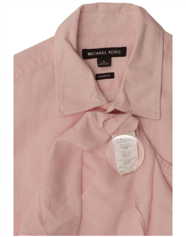 MICHAEL KORS Camicia da uomo vestibilità classica piccola in lino rosa