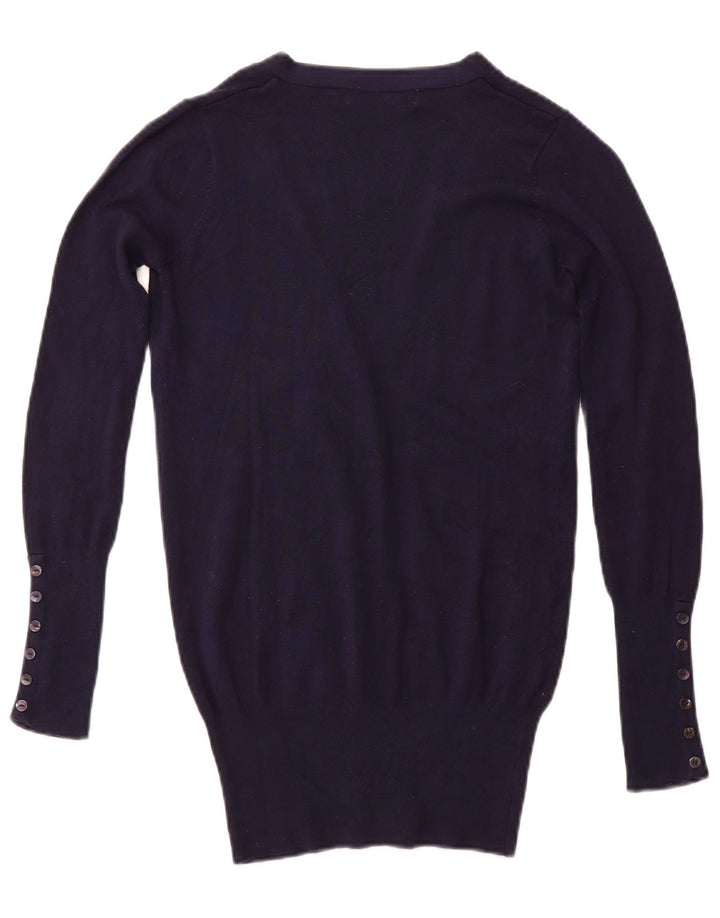 Maglione Cardigan Da Donna ZARA UK 10 Piccolo Rayon Blu Navy