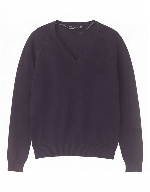 Maglione Zara da donna con scollo a V UK 12 blu navy medio