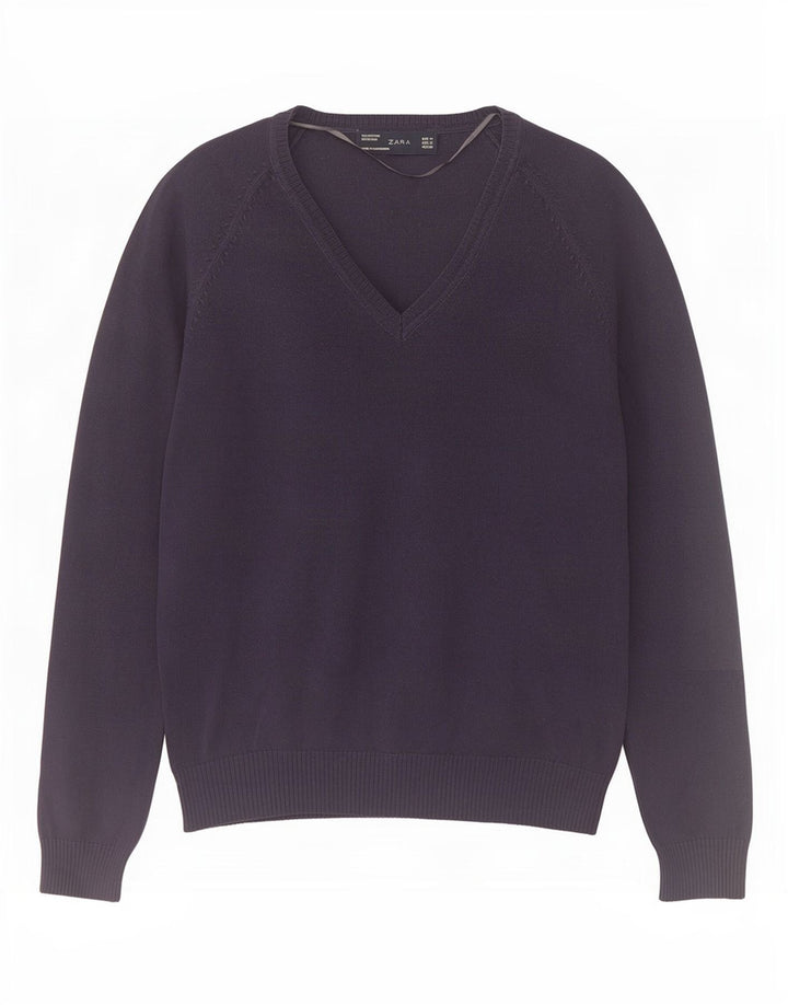 Maglione Zara da donna con scollo a V UK 12 blu navy medio