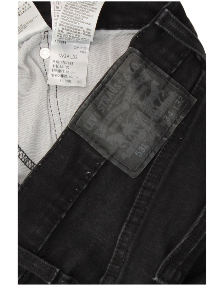 Jeans Levi's Uomo 531 Slim W34 L32 Cotone Nero