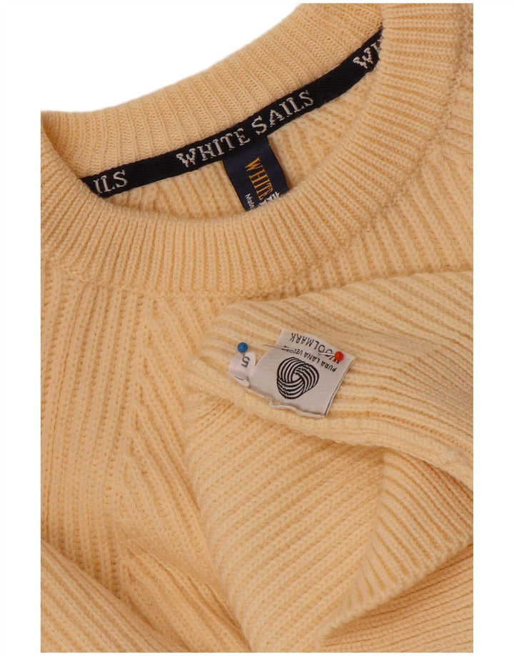 Maglione girocollo da uomo White Sails in lana beige medio