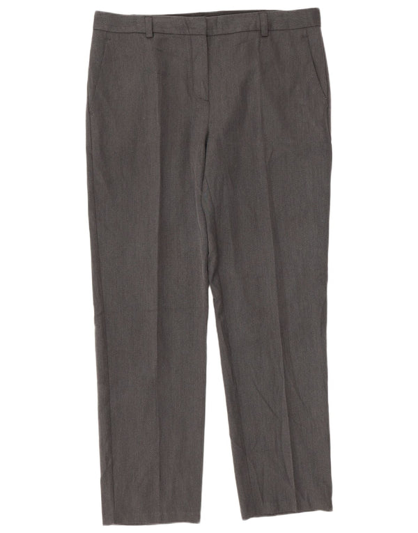 Pantaloni da abito dritti da donna Marks & Spencer UK 14 Large W34 L30 Grigio