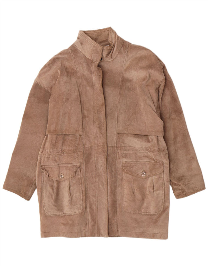 Soprabito in pelle scamosciata da donna Bagatelle US 10 grande in pelle marrone