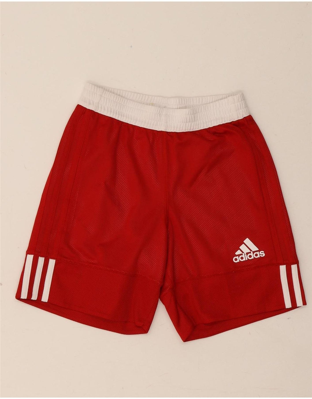 Pantaloncini sportivi Adidas da ragazzo 9-10 anni in poliestere color block rosso