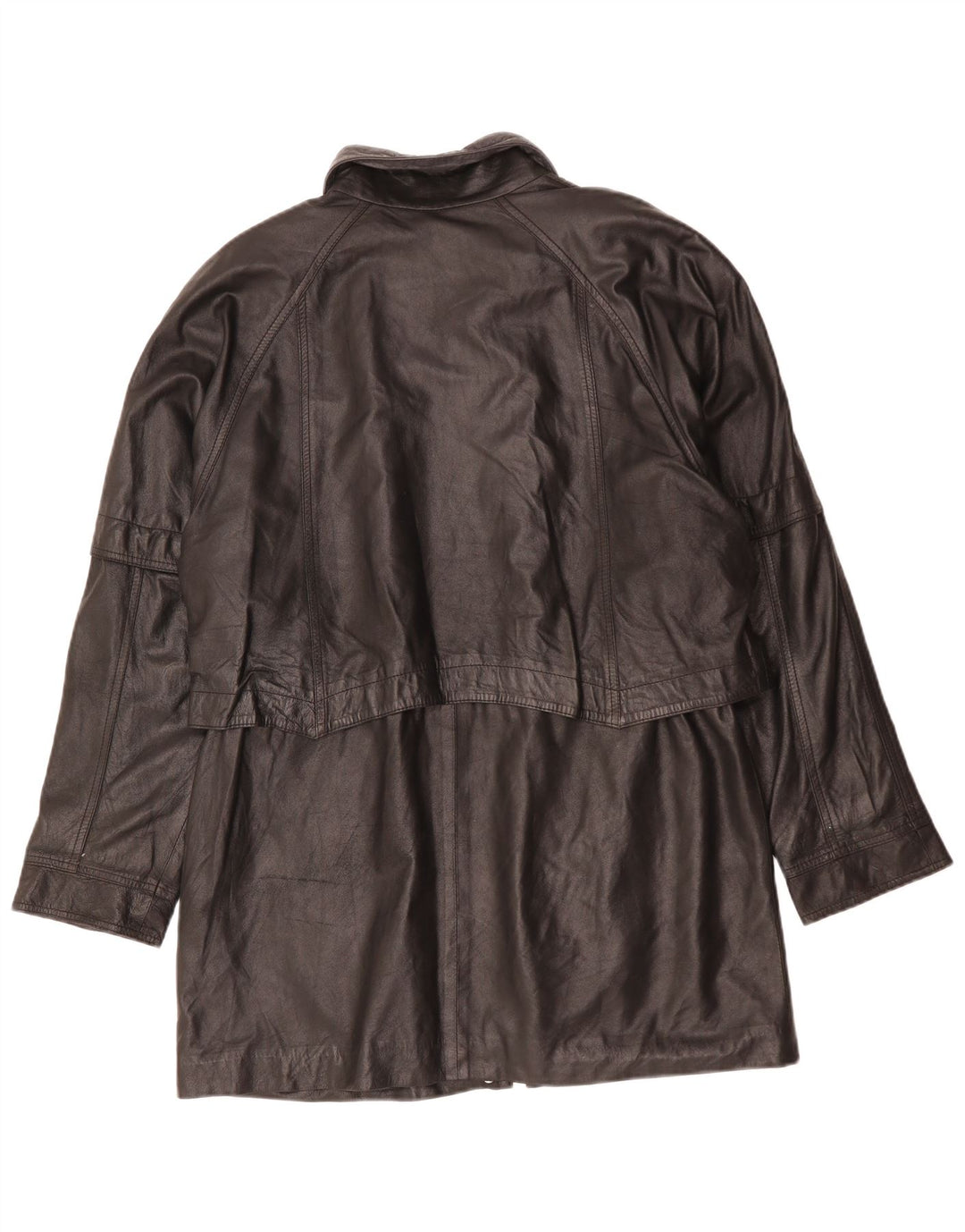 Cappotto oversize in pelle vintage da donna UK 16 grande nero