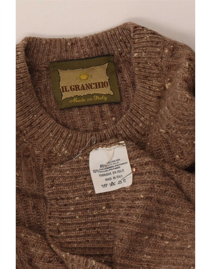 Il Granchio Maglione da uomo girocollo maglione grande lana screziata marrone