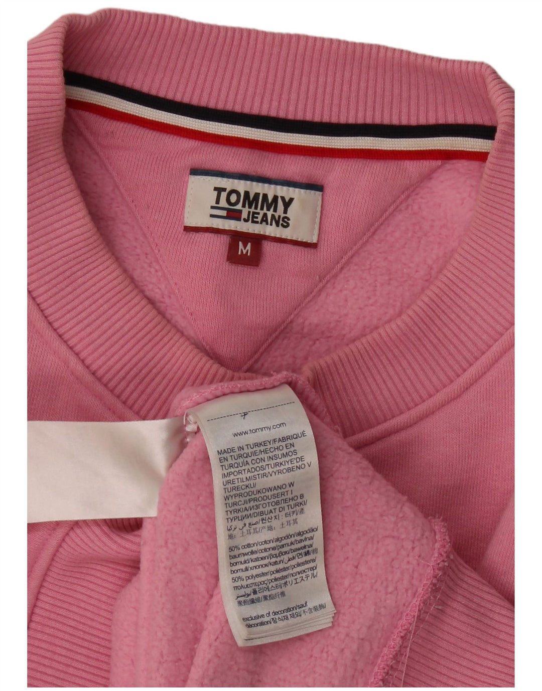 TOMMY HILFIGER Womens Crop Graphic Sweatshirt Jumper UK 14 Medium Pink