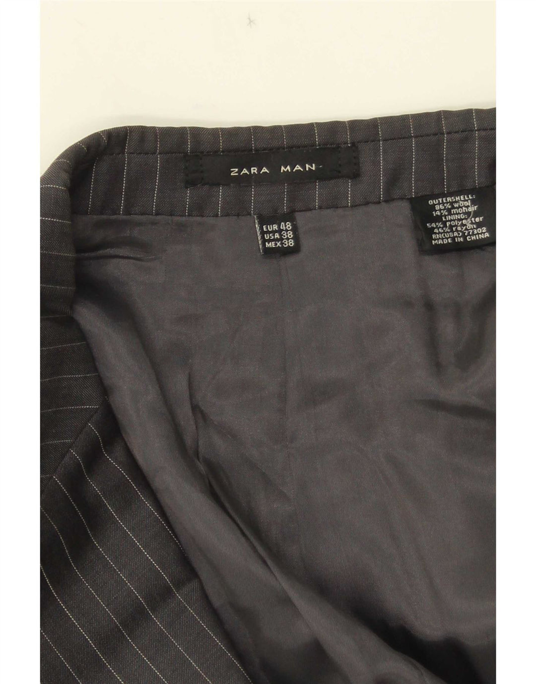 Giacca blazer a 2 bottoni da uomo Zara EU 48 lana gessata grigio medio
