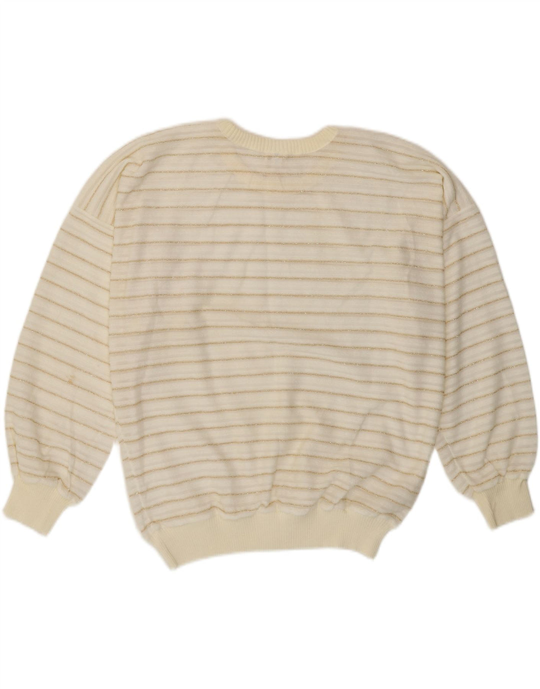 Maglione maglione girocollo da donna vintage EU 42 a righe bianche grandi