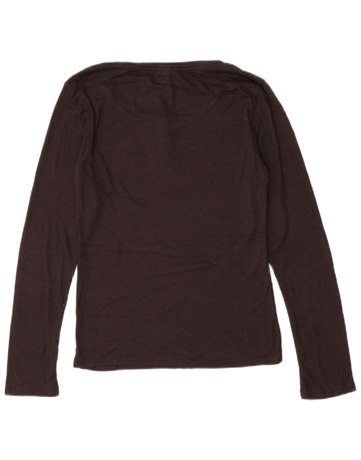 CALVIN KLEIN Top da donna a maniche lunghe UK 10 Small Marrone