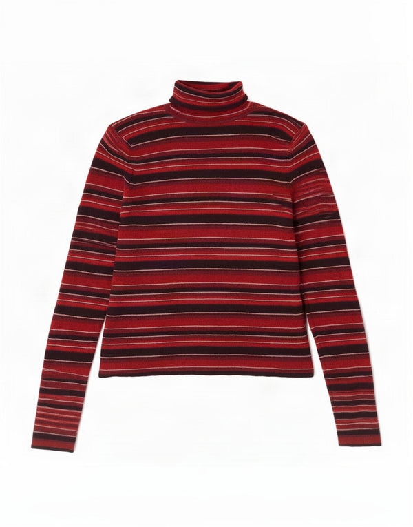 Maglione maglione a collo alto da donna Brooks Brothers UK 12 medio rosso a righe