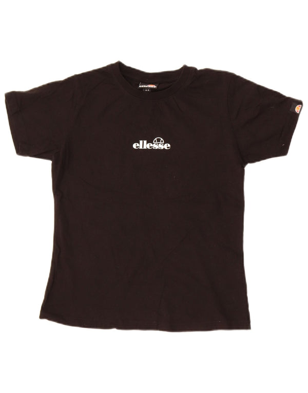 T-shirt grafica da donna Ellesse Top UK 8 piccola in cotone nero