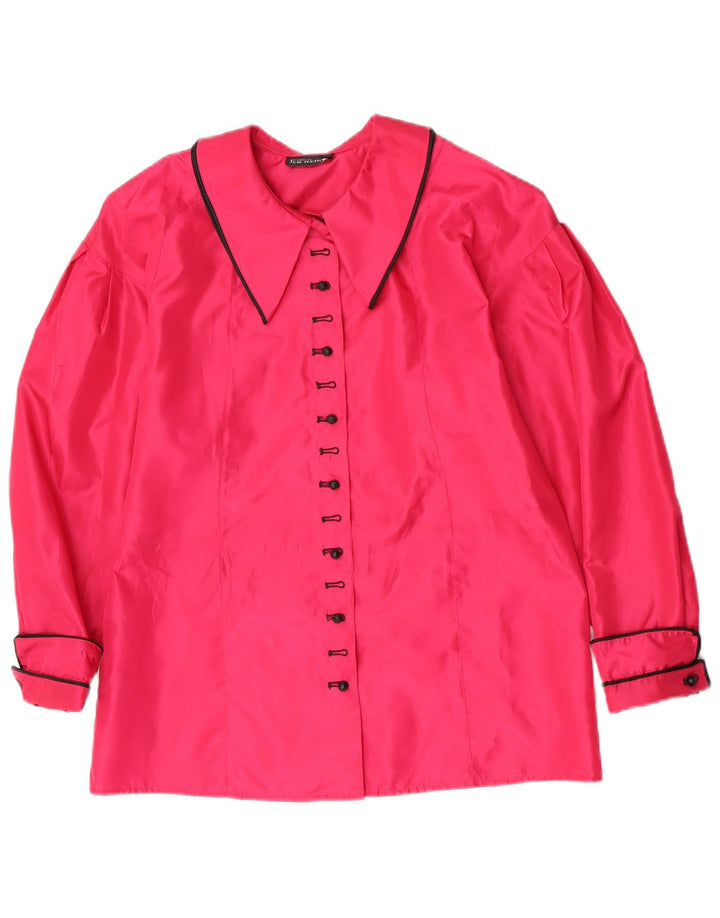 Lutz Teutloff Camicia da donna Camicetta UK 14 Large Rosa Poliestere