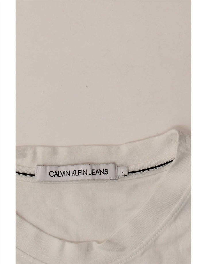 Calvin Klein Jeans Top da uomo a maniche lunghe grande bianco