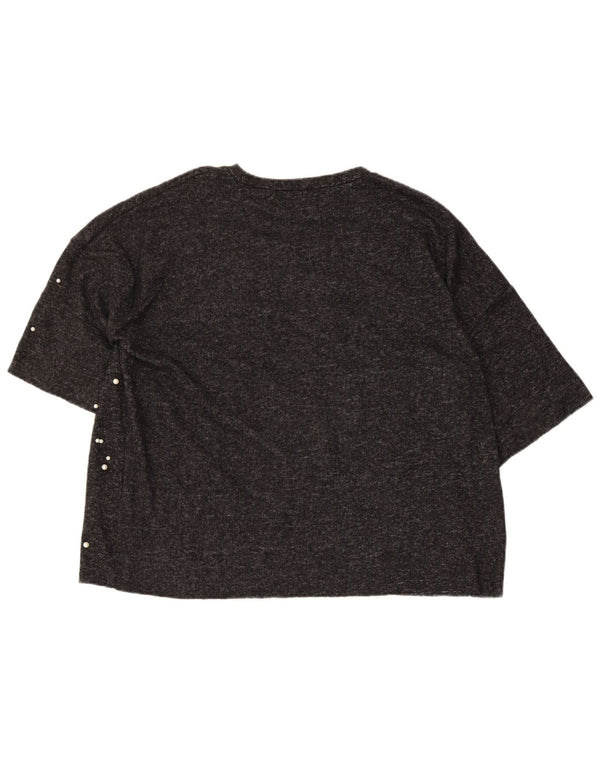 T-shirt oversize da donna Zara UK 10 piccola in poliestere grigio