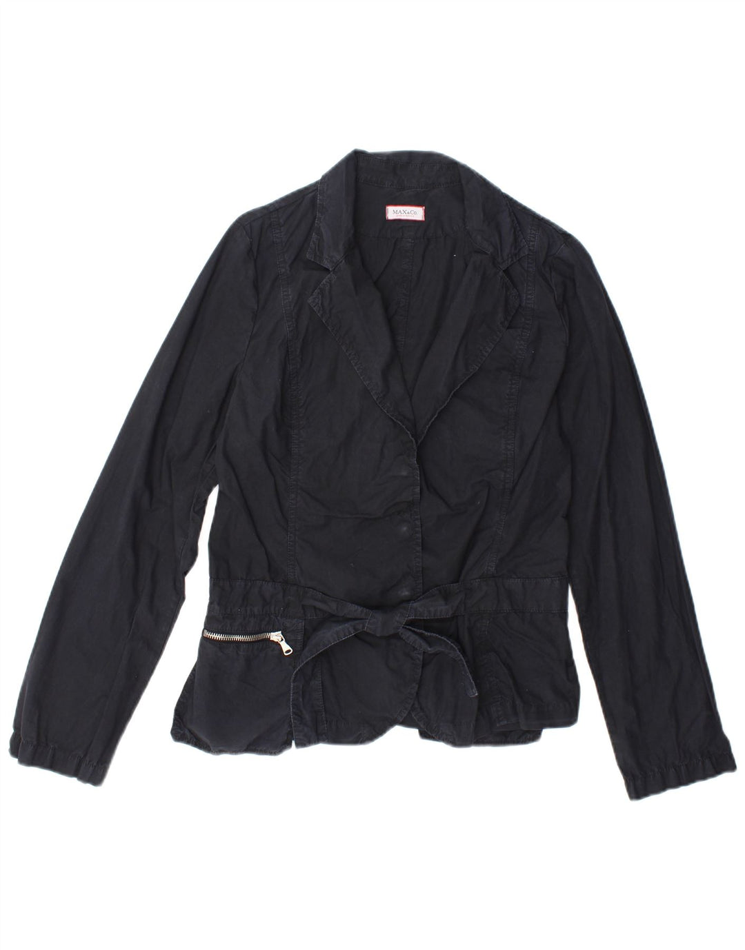 MAX & CO. Giacca blazer a 3 bottoni da donna IT 46 Large Nera