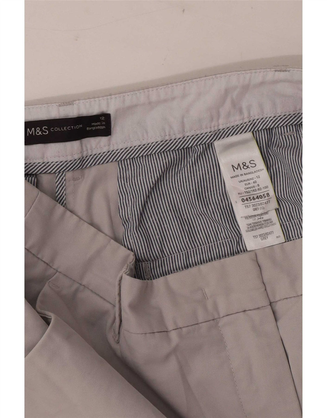 Pantaloncini chino da donna Marks & Spencer UK 12 medi W30 cotone grigio