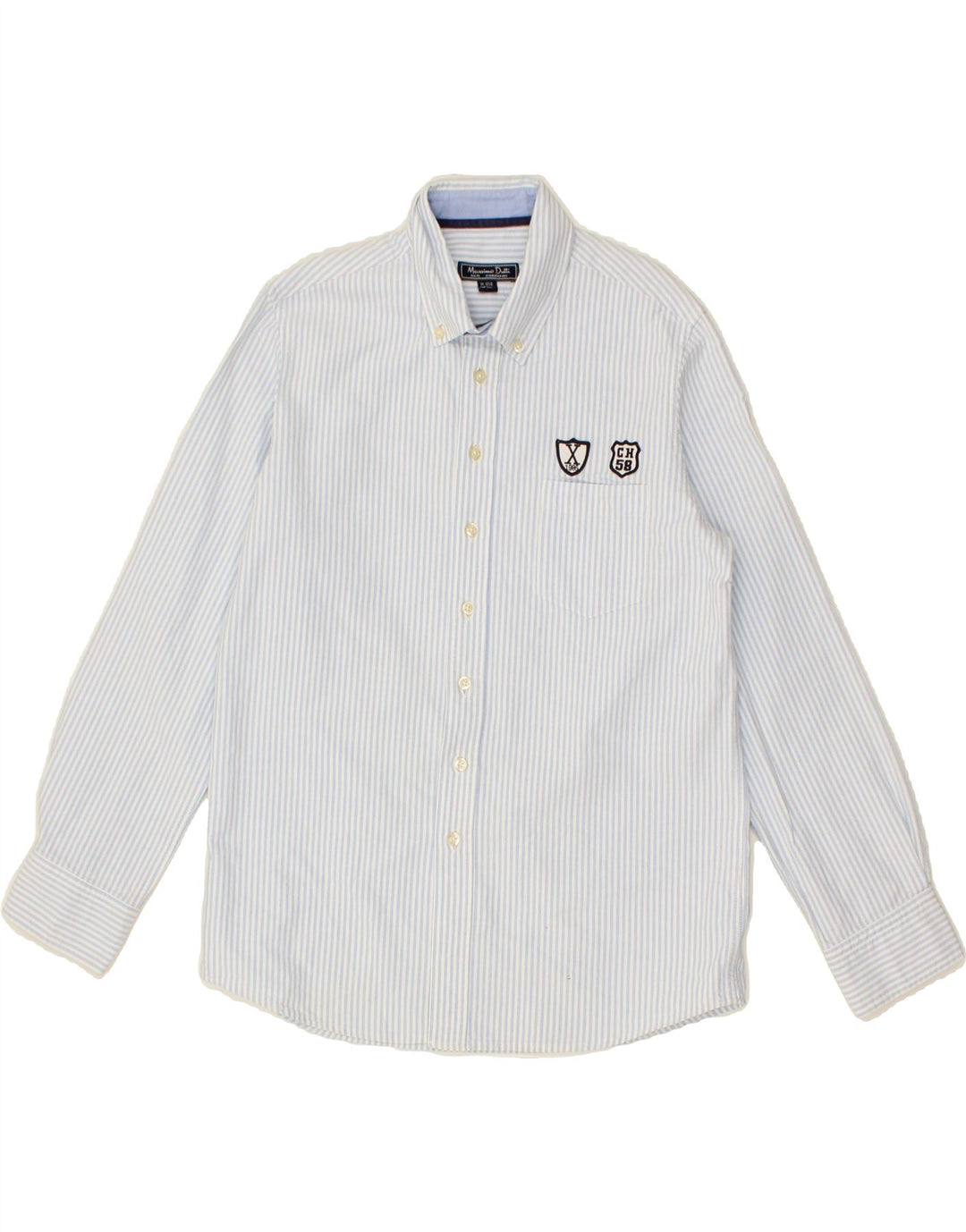 MASSIMO DUTTI Boys Shirt 11-12 Years Blue Pinstripe Cotton Vintage Massimo Dutti and Second-Hand Massimo Dutti from Messina Hembry 