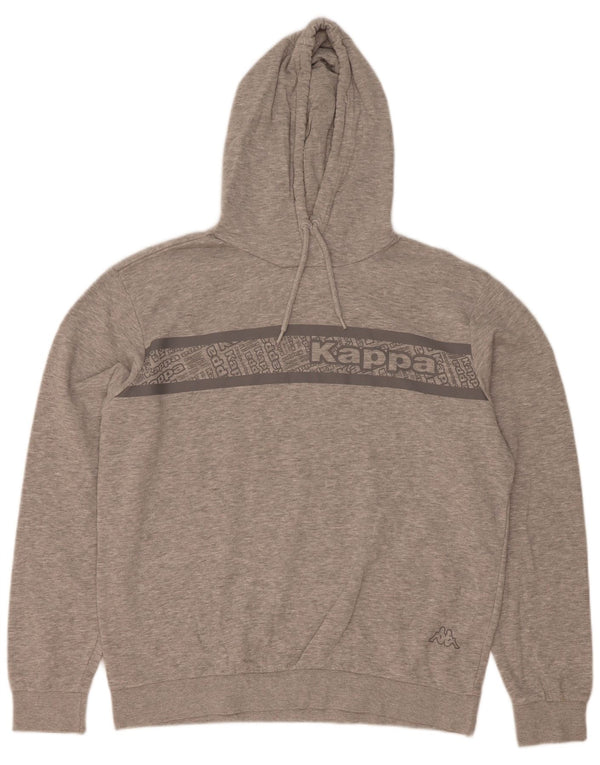 Felpa con cappuccio grafica da uomo Kappa XL in cotone chiazzato grigio