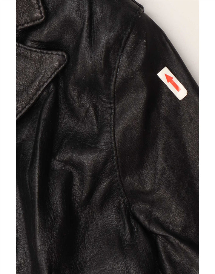 Cappotto in pelle vintage da donna UK 8 piccolo nero