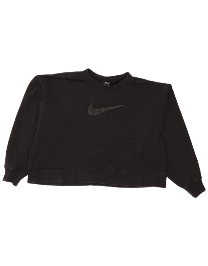 Felpa oversize con grafica corta Nike da donna UK 16 grande nera