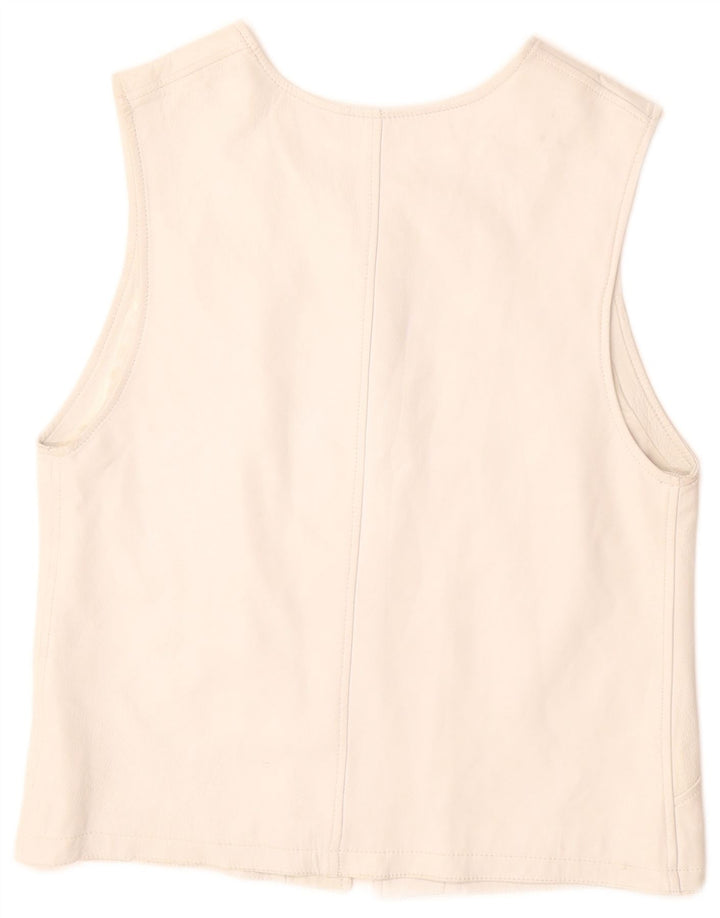 Gilet in pelle da donna VINTAGE UK 12 medio bianco