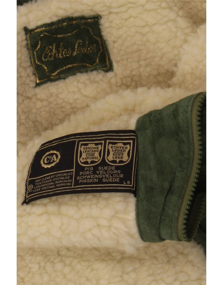 Giacca da donna in pelle scamosciata Sherpa C&A EU 42 grande pelle verde