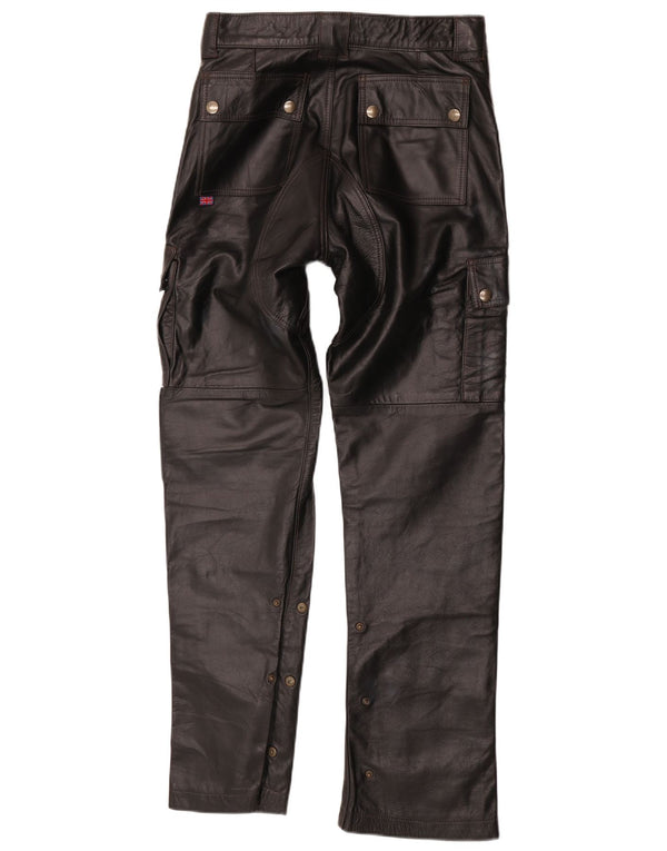 Pantaloni cargo in pelle da uomo Belstaff piccoli W30 L29 motociclista in pelle nera