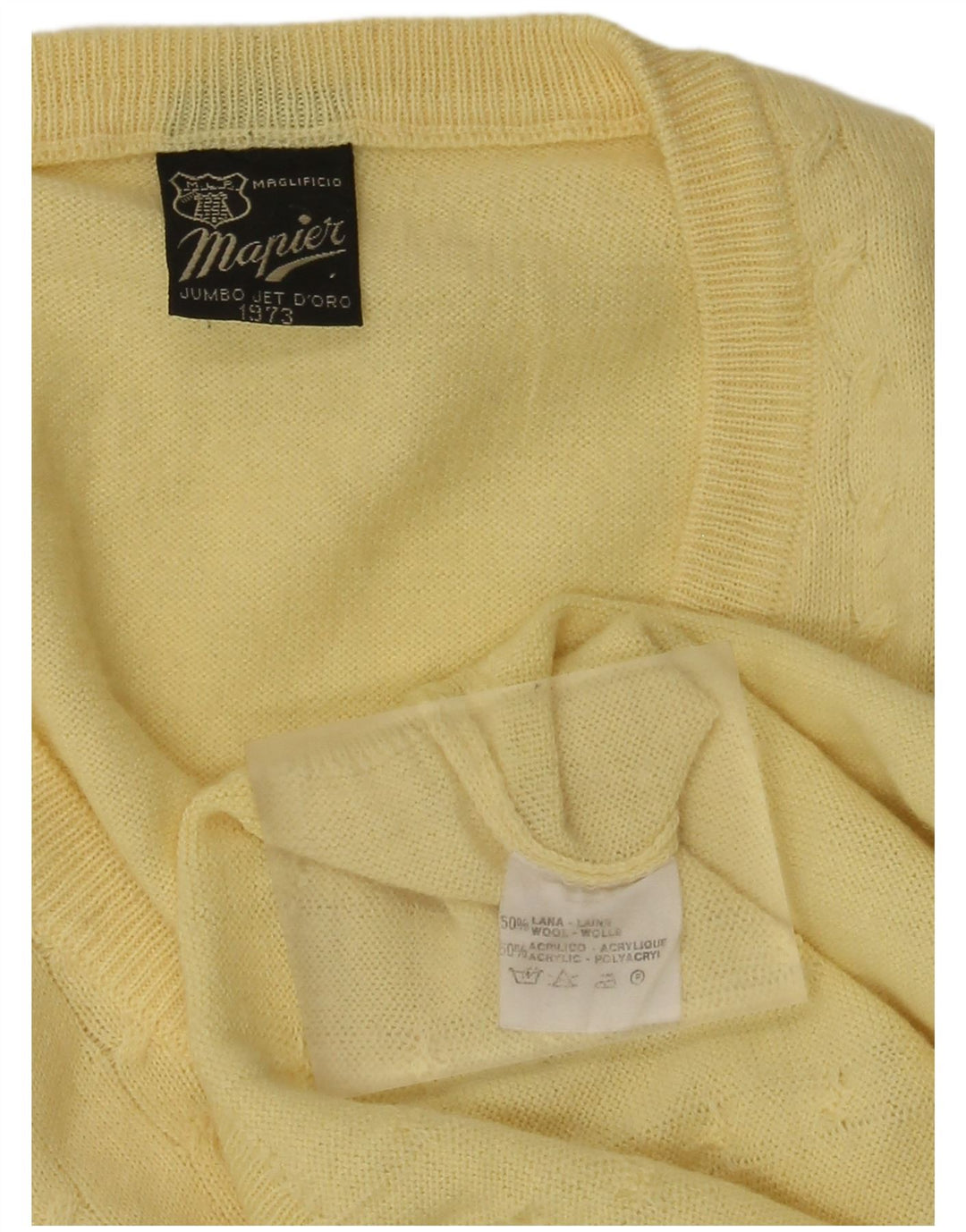 Maglione da uomo con scollo a V Mapier in lana giallo medio