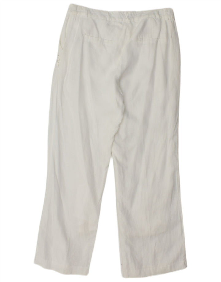 Pantaloni chino dritti da donna MONSOON UK 10 Small W27 L28 Lino bianco