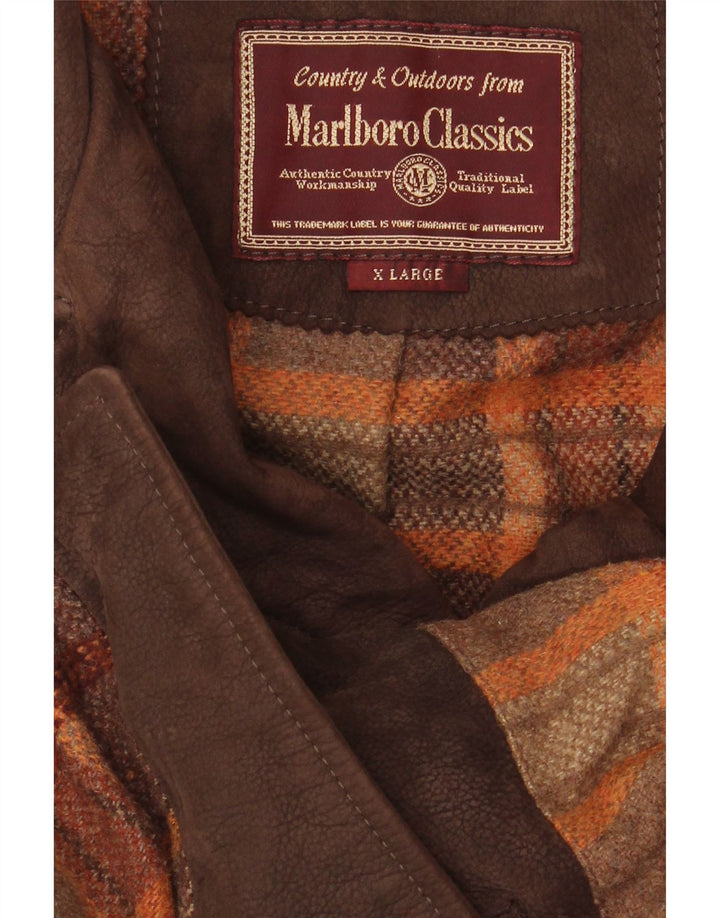 Giacca in pelle da uomo Marlboro Classics UK 42 XL Marrone