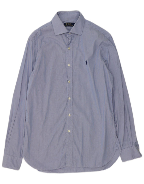 Polo Ralph Lauren Mens Shirt Size 39 15 1/2 Medium Blue Pinstripe Cotton