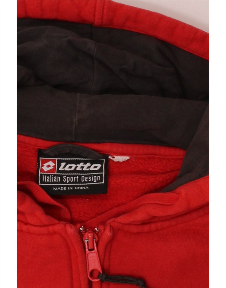 LOTTO Mens Zip Hoodie Sweater Medium Red Cotton