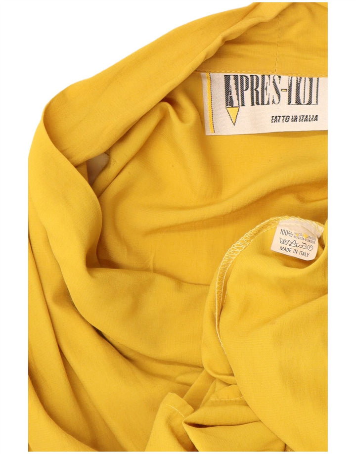 Camicetta camicia vintage da donna UK 14 viscosa gialla media
