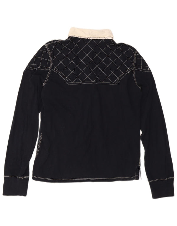 Polo da rugby da donna a maniche lunghe Ralph Lauren UK 18 XL cotone blu navy