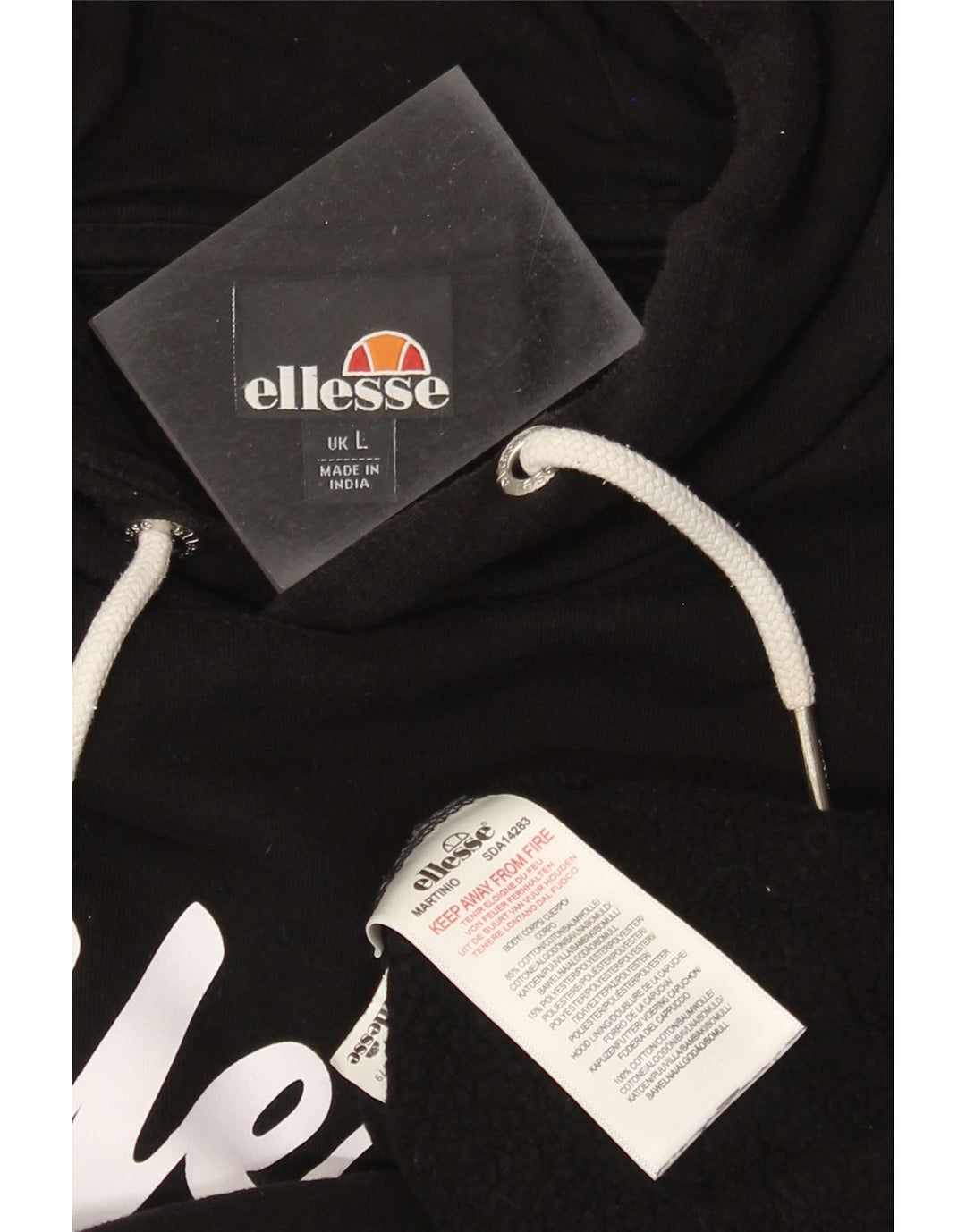 Felpa con cappuccio grafica da uomo Ellesse, grande, cotone nero