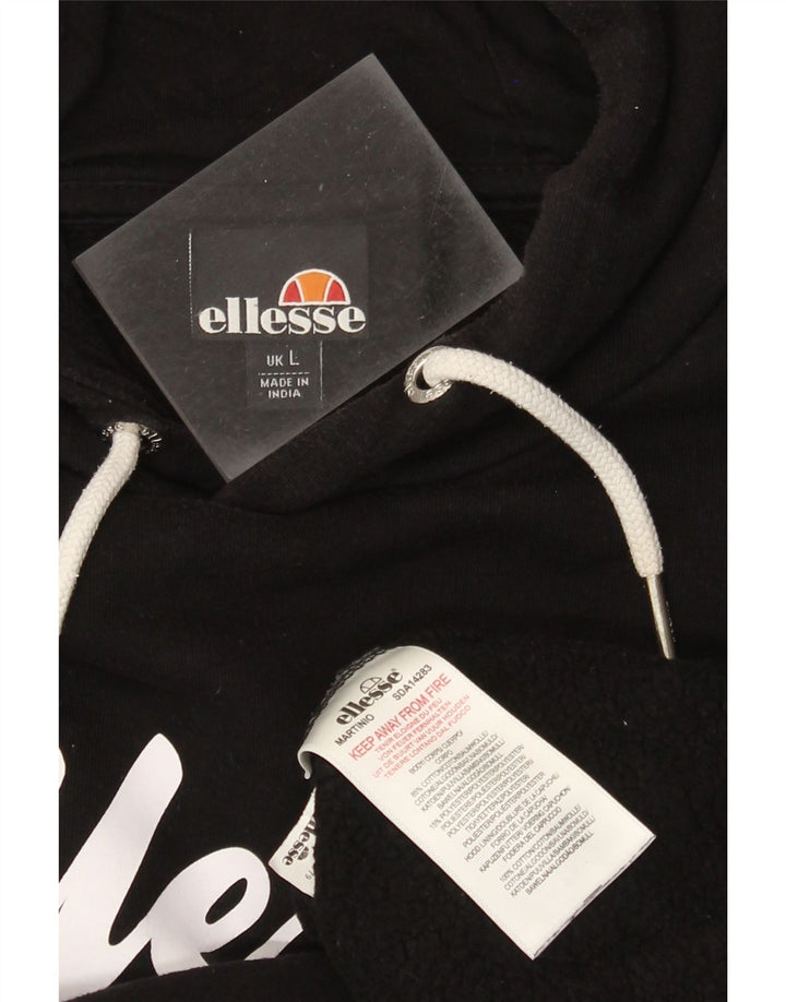Felpa con cappuccio grafica da uomo Ellesse, grande, cotone nero