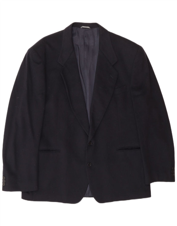 Giacca blazer da uomo a 2 bottoni Ferre UK 40 grande in lana blu navy