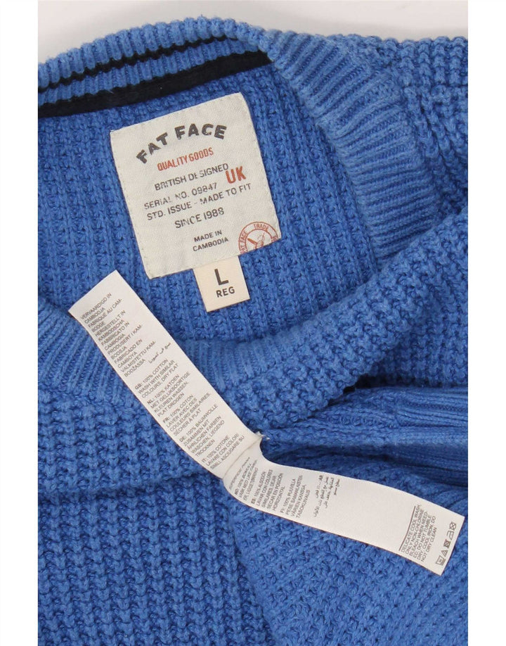 Fat Face Maglione girocollo da uomo vestibilità regolare girocollo grande cotone blu