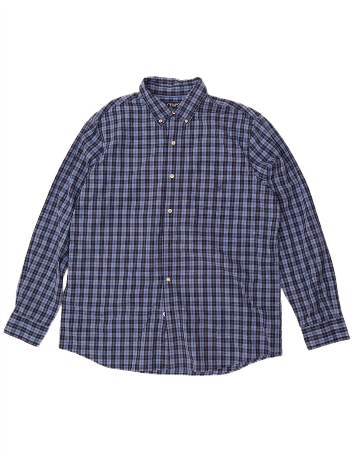 Chaps Camicia da uomo in flanella XL in cotone a quadri blu